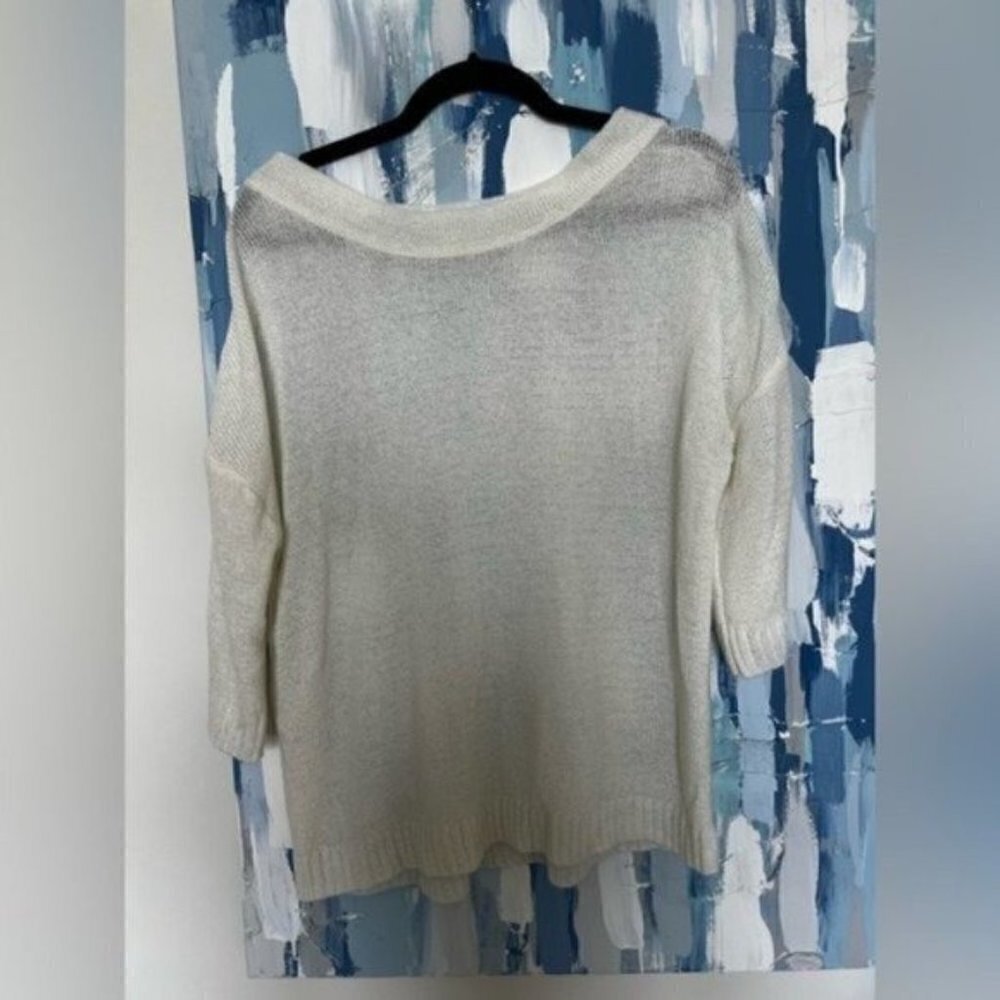 Cream Off the Shoulder Sweater - Lightweight Knit Sweater Cowl Neck - - Picture 5 of 5